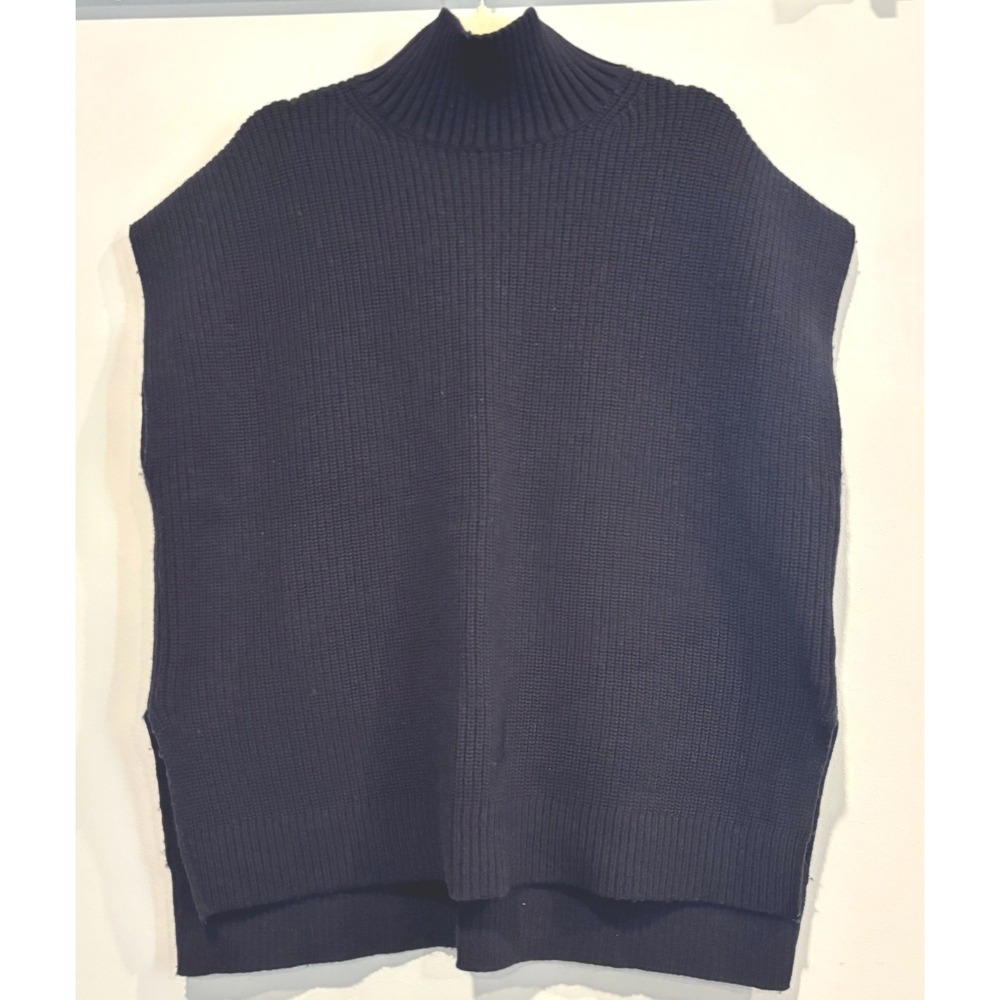 & Other Stories Sweater Vest Large Wool Blend Oversized Large Chunky Navy 21024
